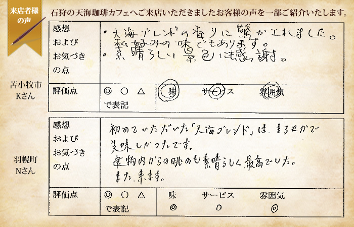 お客様の声 天海ブレンド